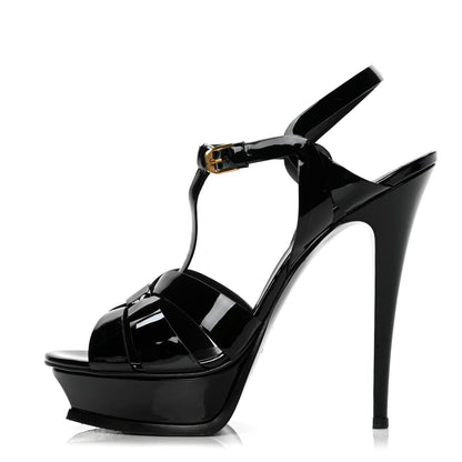 Saint Laurent Patent Tribute 105 Platform Sandals 41 Black 1 of 6