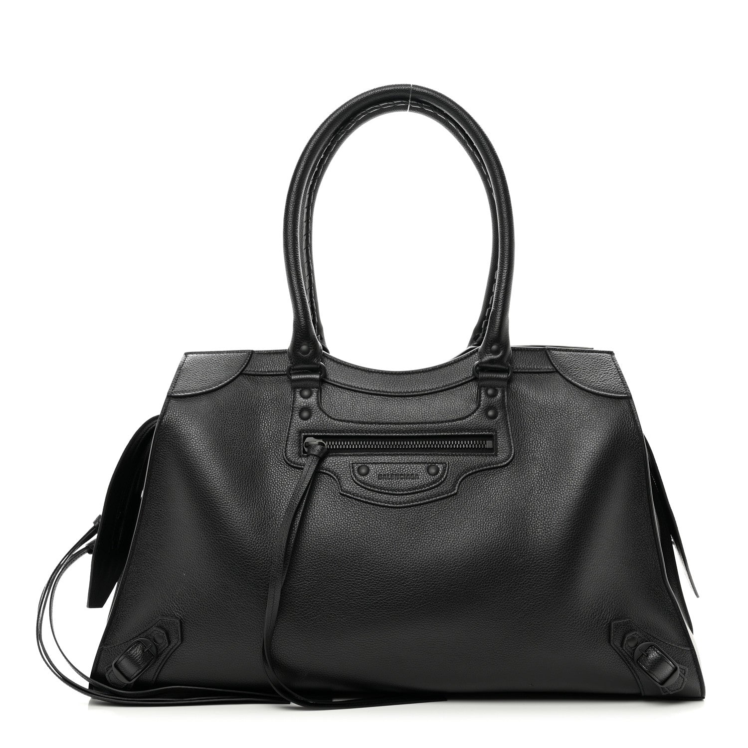 Balenciaga Grained Calfskin Neo Classic Black Hardware Large Top Handle Bag Black 1 of 9