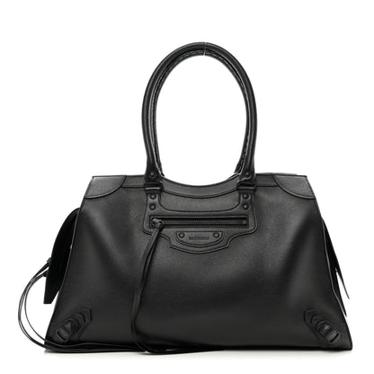 Balenciaga Grained Calfskin Neo Classic Black Hardware Large Top Handle Bag Black 1 of 9