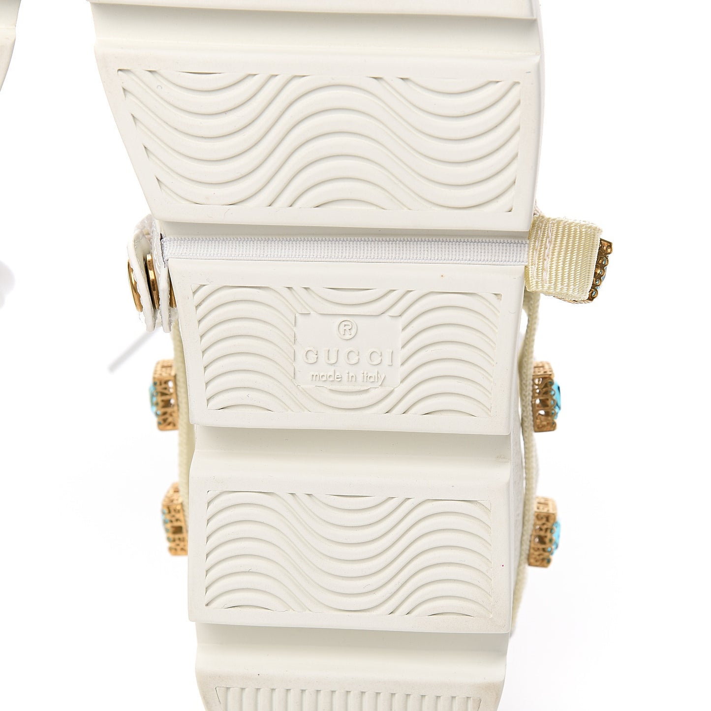 Calfskin Removable Crystals Bee Embroidered Ace Platform Sneakers 37 White