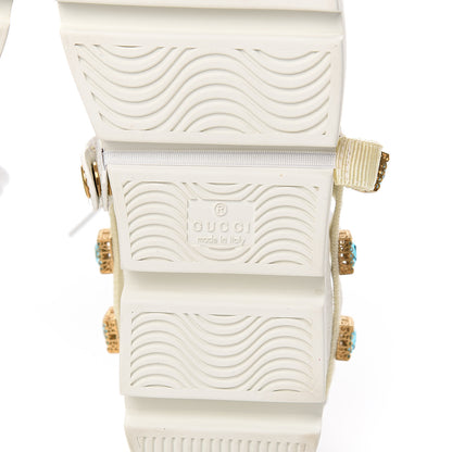 Gucci Calfskin Removable Crystals Bee Embroidered Ace Platform Sneakers 37 White 6 of 9
