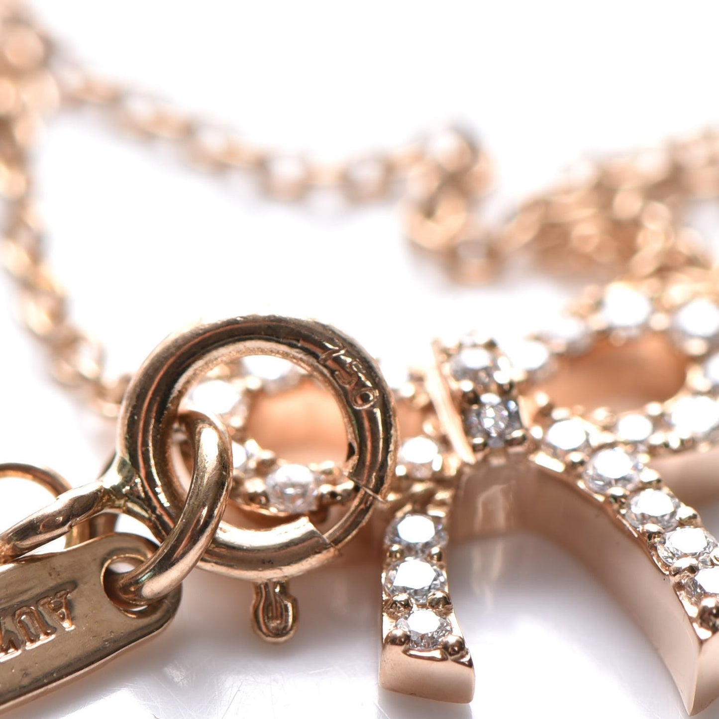 18K Yellow Gold Diamond Bow Pendant Necklace
