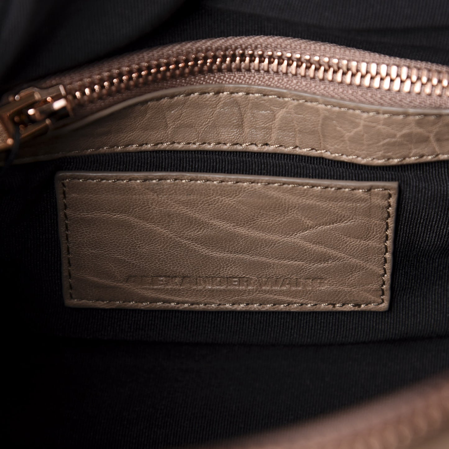 Pebbled Lambskin Mini Rockie Latte Rose Gold Hardware