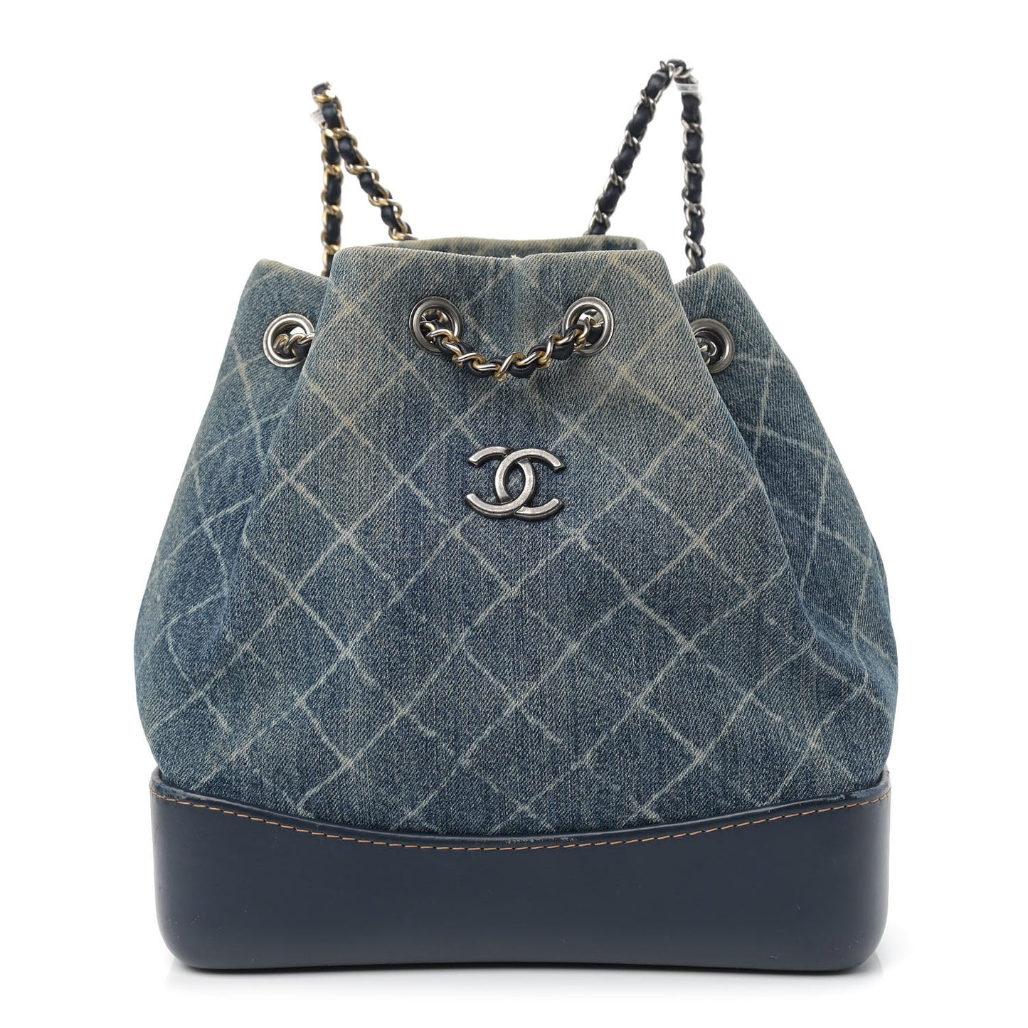 Denim Quilted Gabrielle Backpack Blue