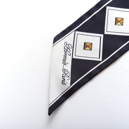 Hermes Silk Colliers Et Chiens Twilly Black Gold White 3 of 3