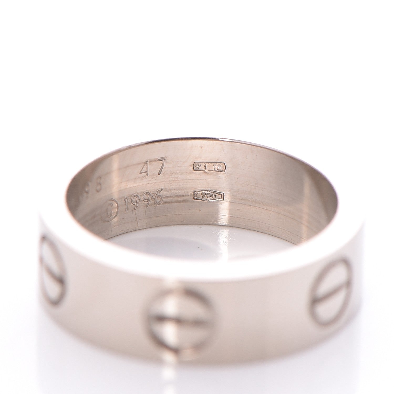 Cartier 18K White Gold 5.5mm LOVE Ring 47 4.25 5 of 5