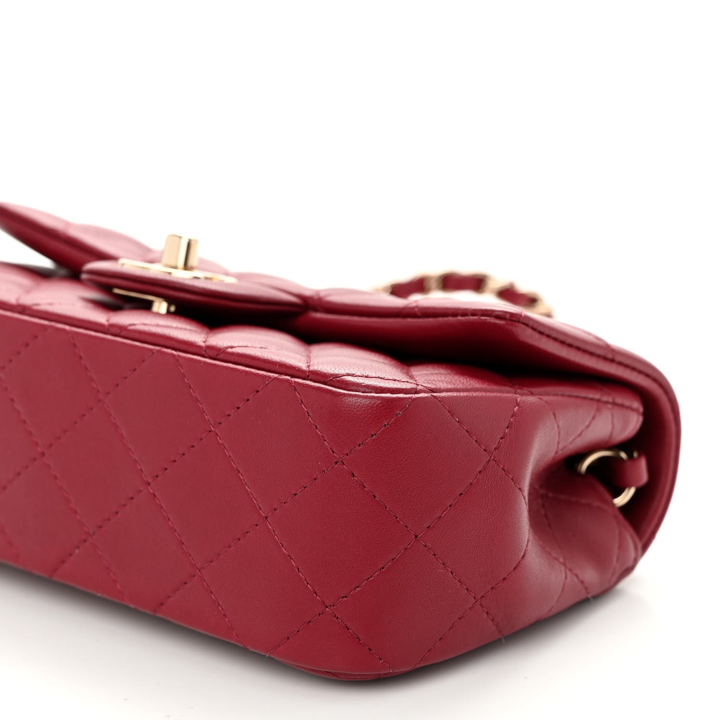 Lambskin Quilted Mini Rectangular Flap Burgundy