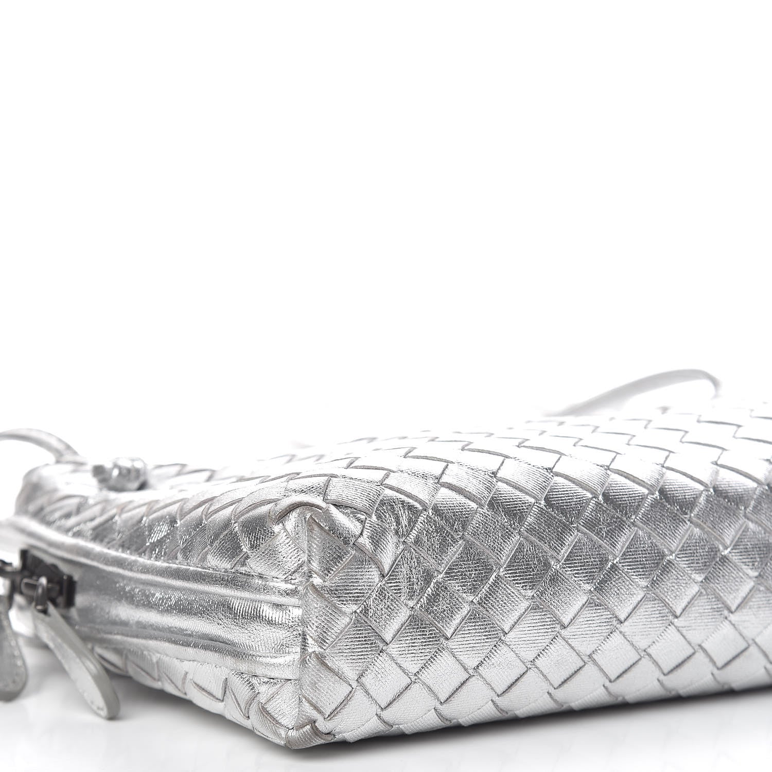Bottega Veneta Metallic Grosgrain Intrecciato Nodini Crossbody Messenger Silver 12 of 15