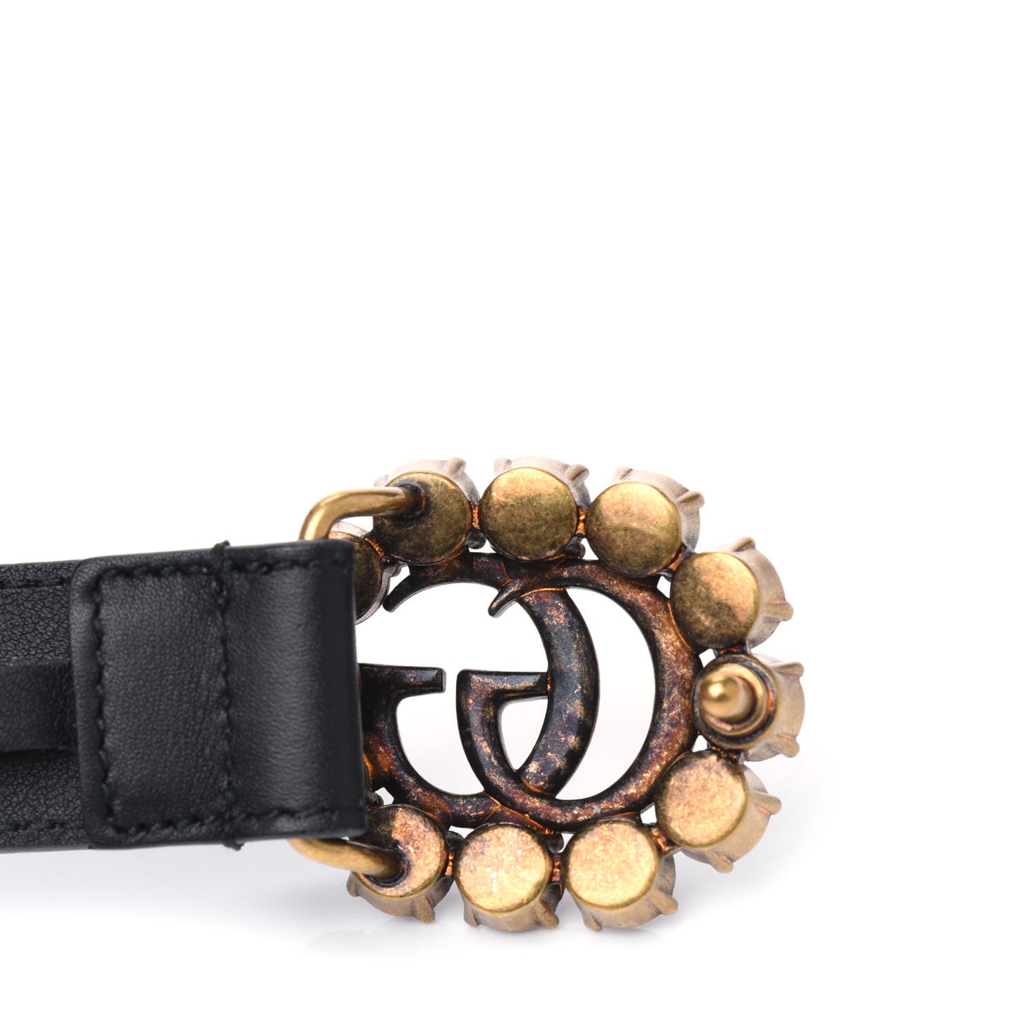 Gucci Calfskin Crystal Double G 30mm Belt 80 32 Black 5 of 5