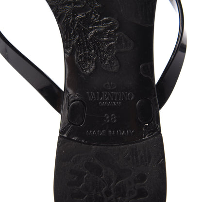 Valentino Garavani PVC Jelly Rockstud Bow Thong Sandals 38 Black 7 of 7