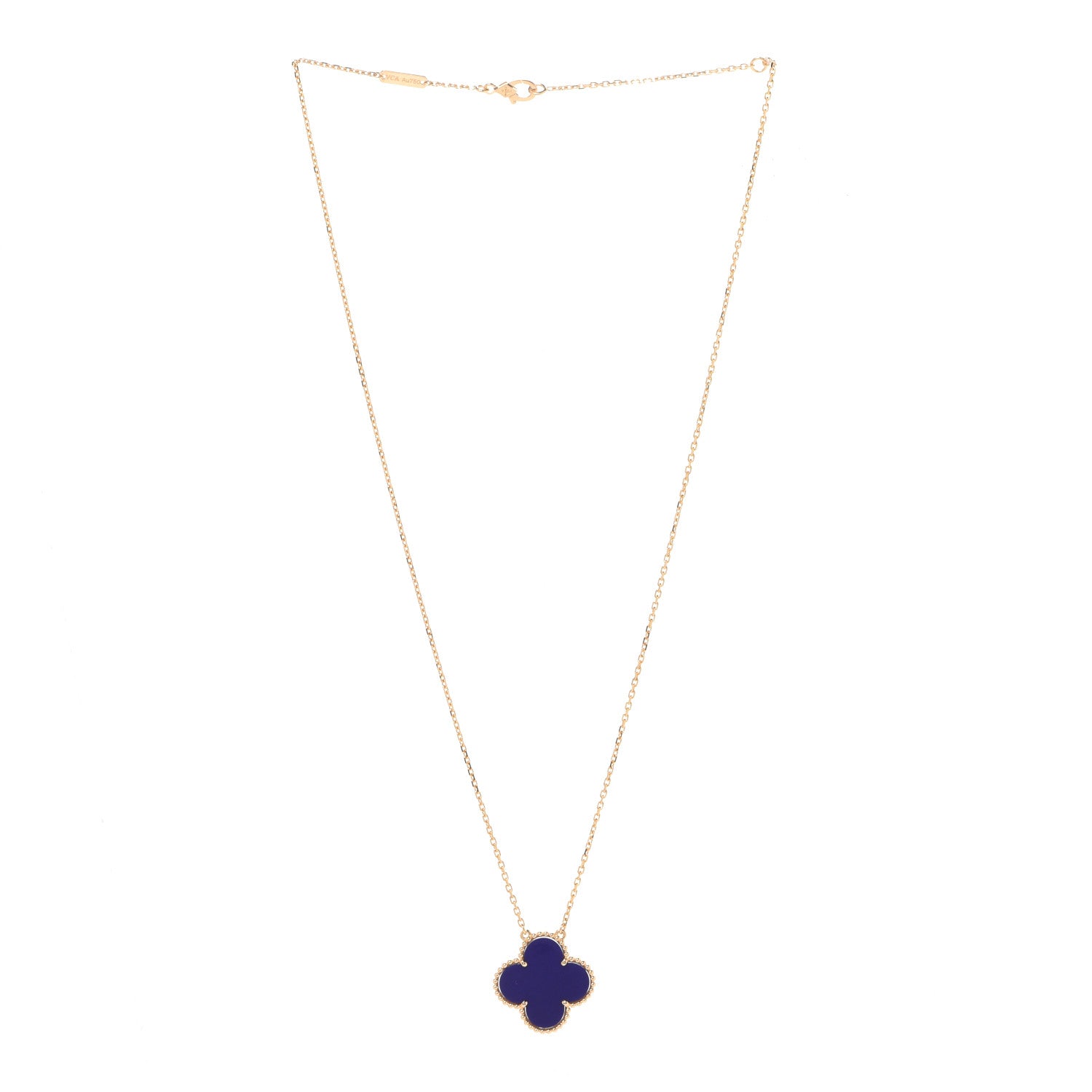 Van Cleef & Arpels 18K Yellow Gold Blue Sevres Porcelain Magic Alhambra Vendome Necklace 3 of 6