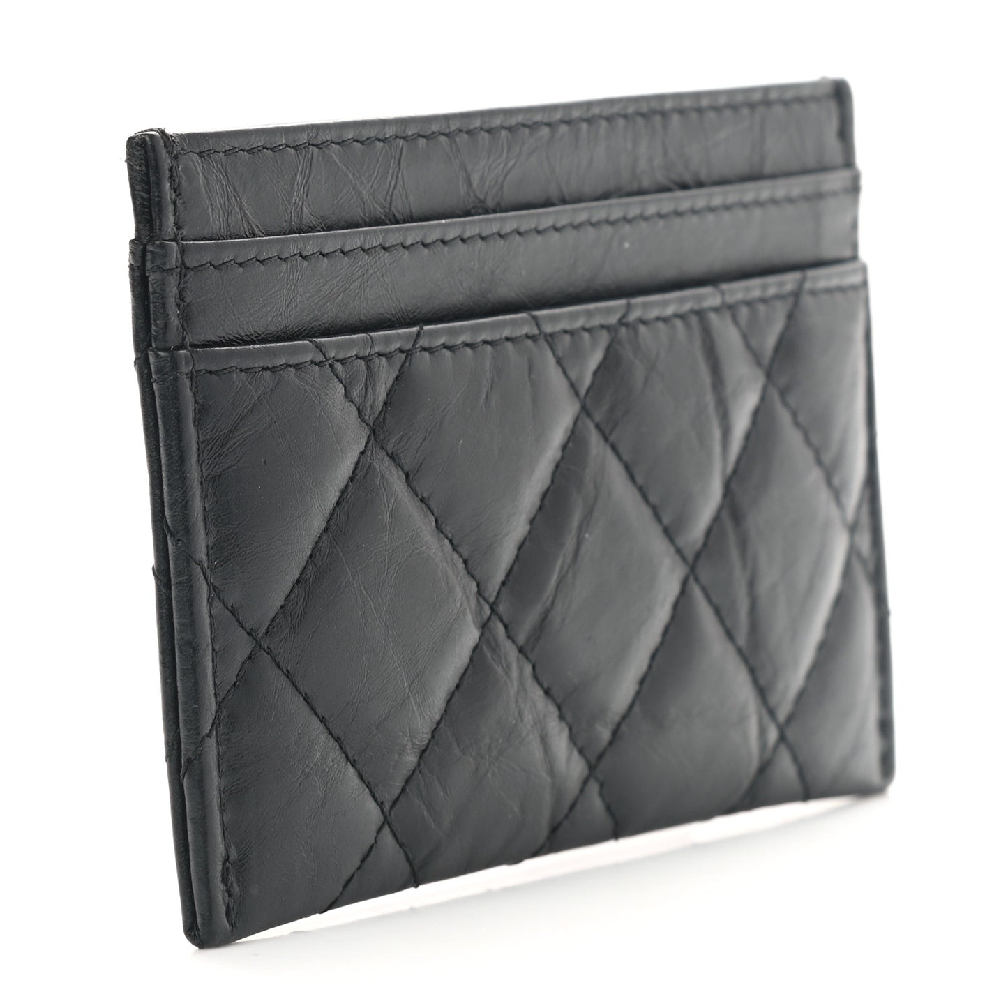 Aged Calfskin Quilted Reissue Card Holder So Black