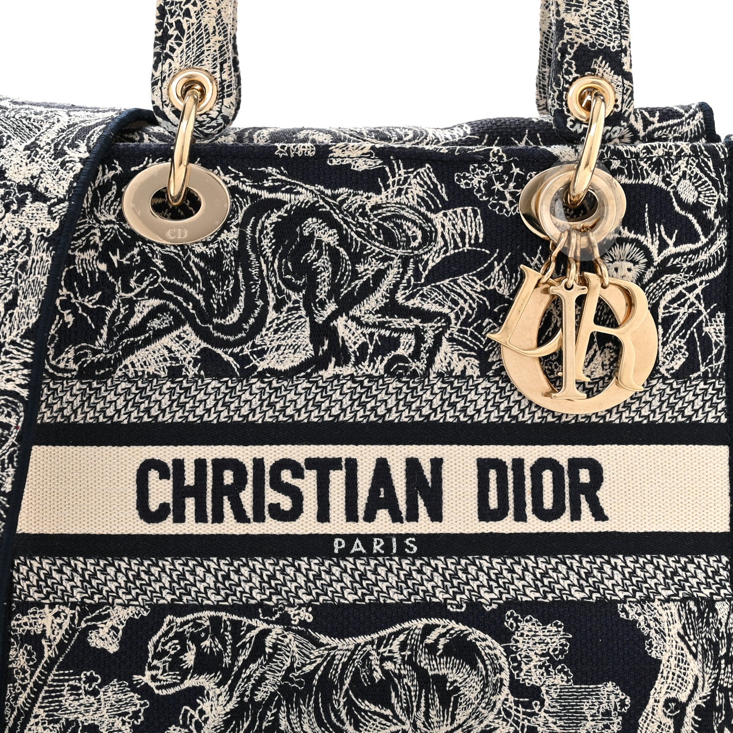 Christian Dior Toile de Jouy Embroidered Medium Lady D-Lite Blue 8 of 10