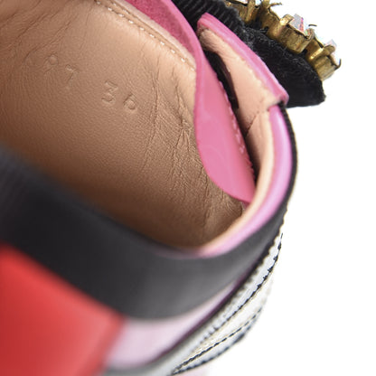 Gucci Patent Calfskin Crystal Womens Web Falacer Sneakers 36 Pink 10 of 11