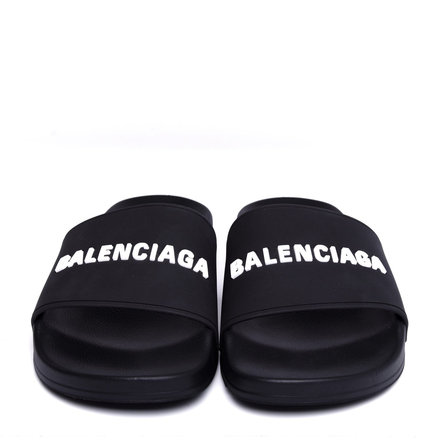 Balenciaga Rubber Womens Logo Pool Slide Sandals 41 Black White 5 of 20