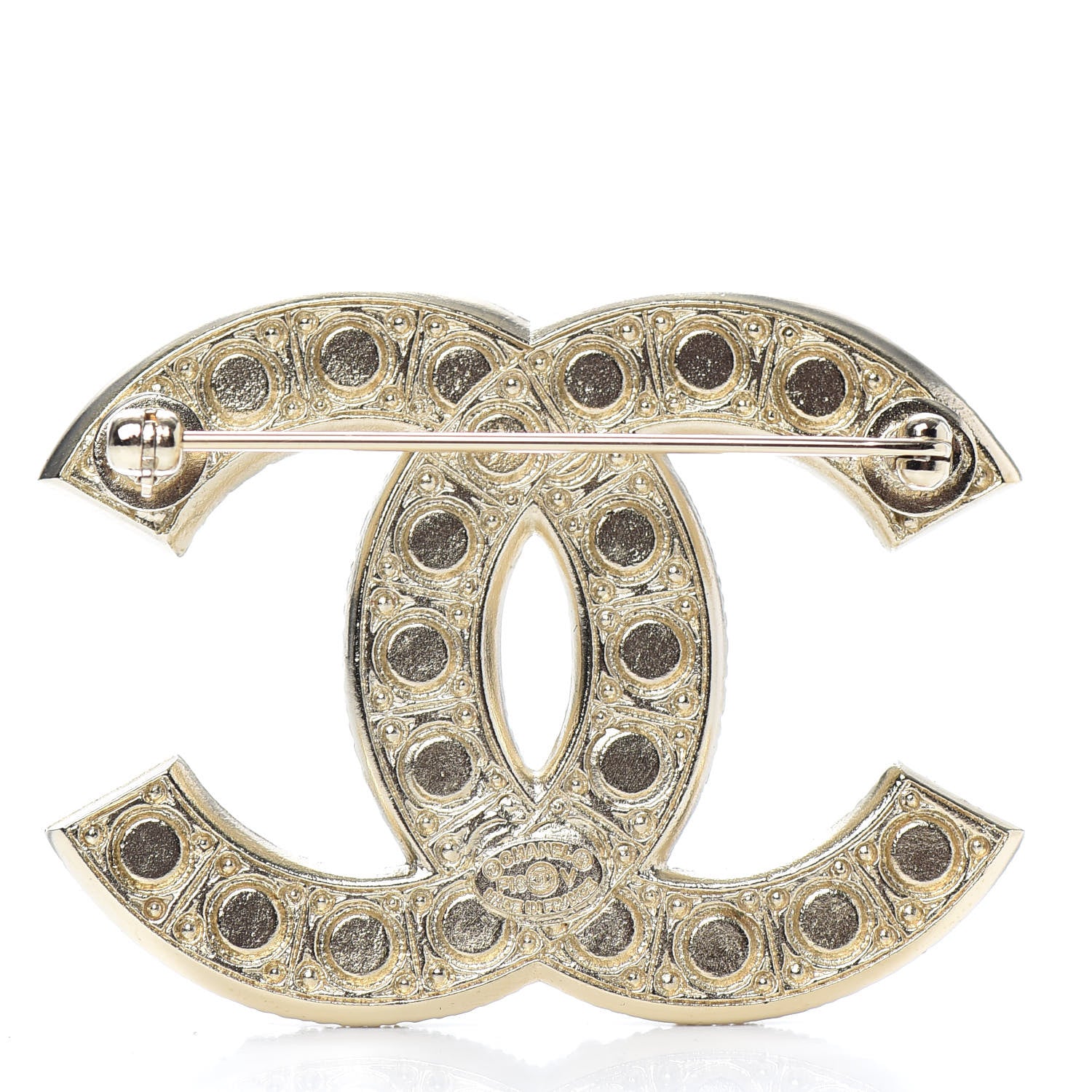Chanel Pearl CC Brooch Light Gold 3 of 4