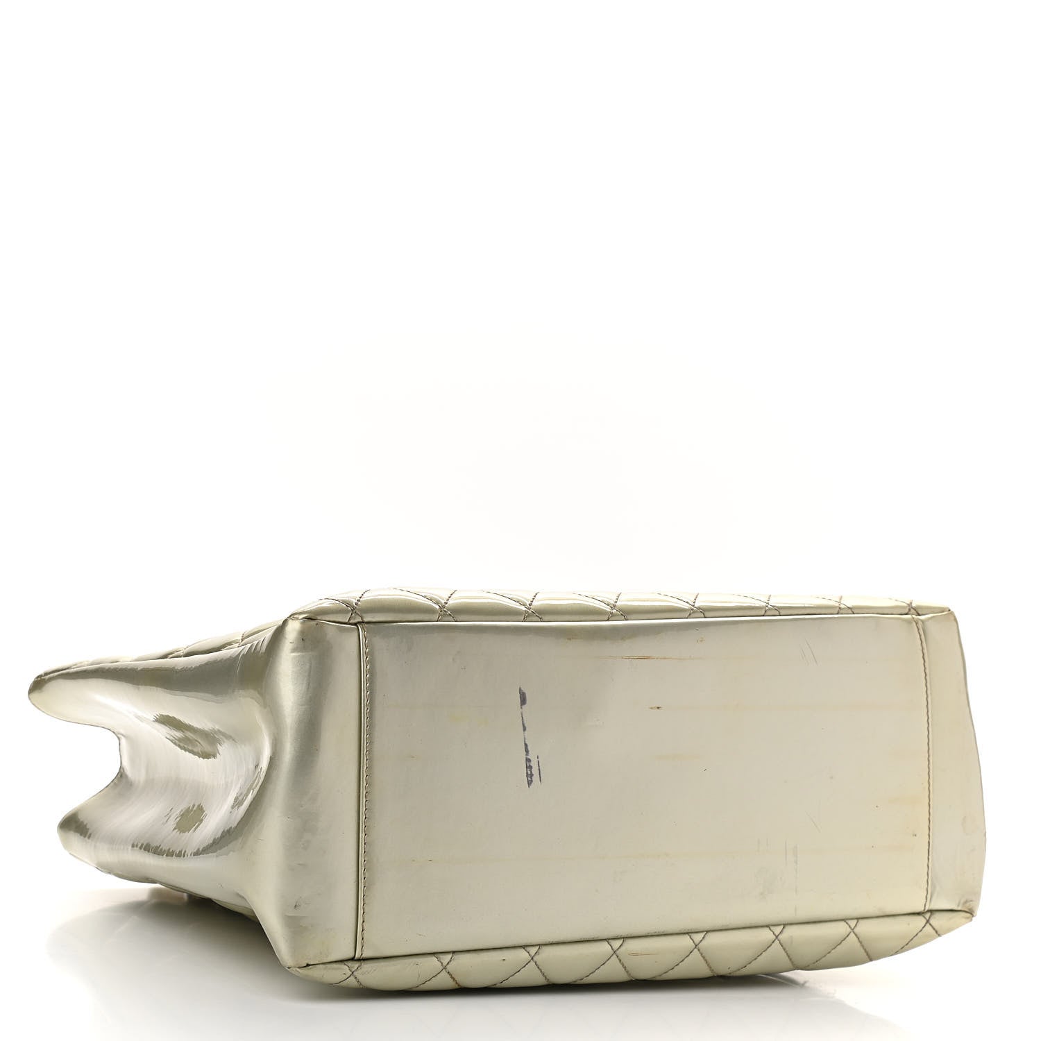 Chanel Patent Quilted Grand Shopping Tote GST Silver Gold 4 of 24