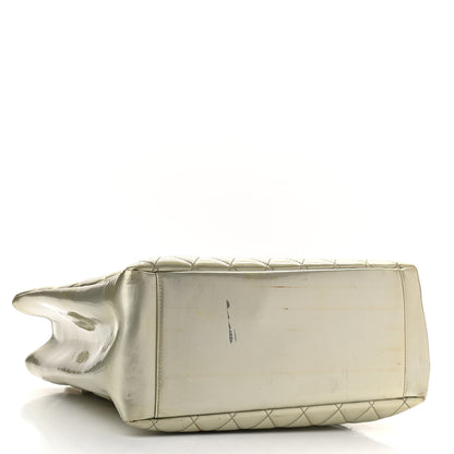 Chanel Patent Quilted Grand Shopping Tote GST Silver Gold 4 of 24