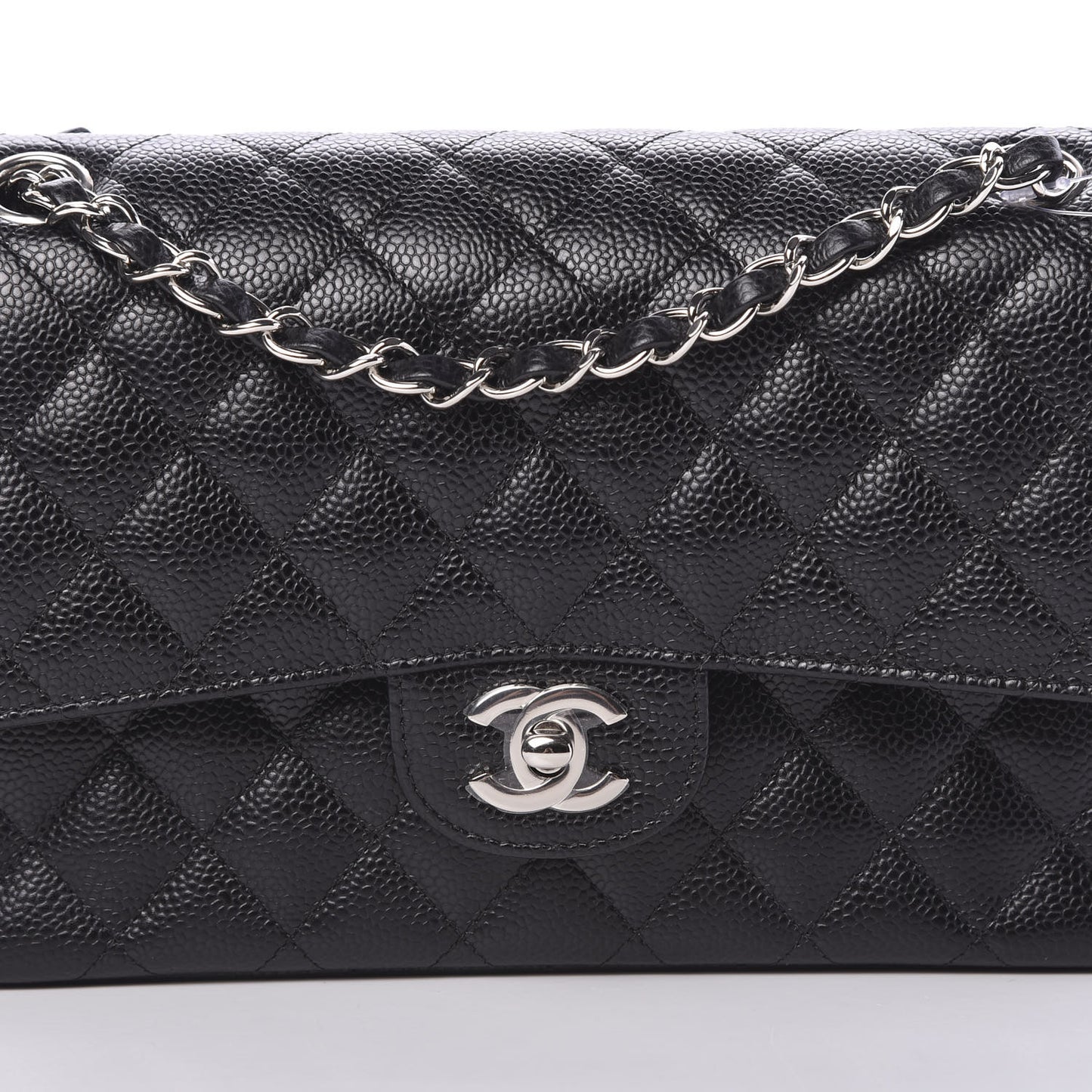 Caviar Quilted Medium Double Flap Black