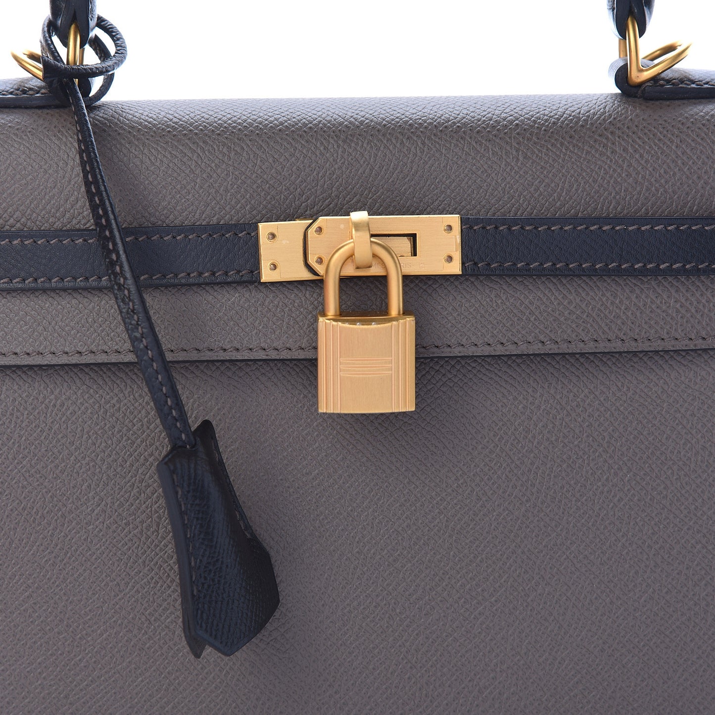 Epsom Bi Color Horseshoe Kelly Sellier 25 Etain Black