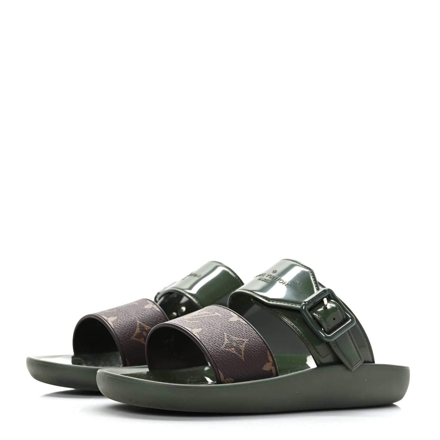 Louis Vuitton Monogram Sunbath Flat Mule Sandals 35 Kaki 3 of 7