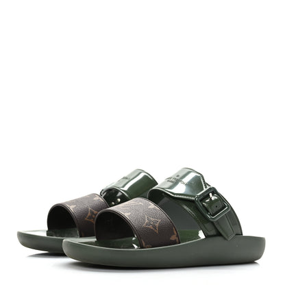 Louis Vuitton Monogram Sunbath Flat Mule Sandals 35 Kaki 3 of 7
