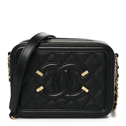 Chanel Caviar Quilted CC Filigree Vanity Clutch With Chain Black 1 of 11
