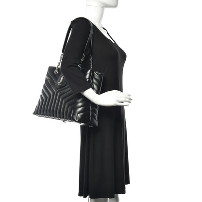 Saint Laurent Calfskin Y Quilted Monogram Large Loulou Shopper Black 2 of 11