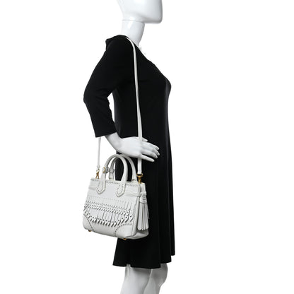Burberry Calfskin Broguing Small Banner Tote White 2 of 12
