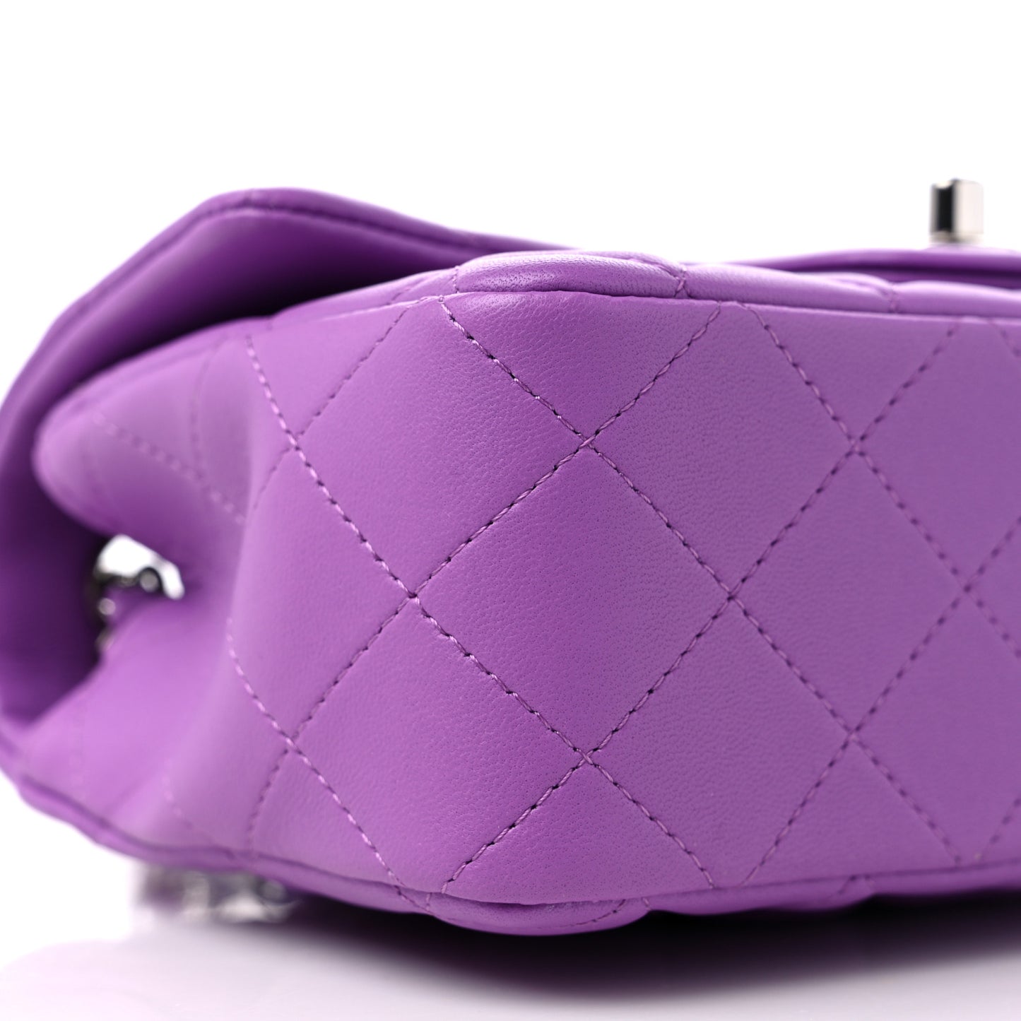 Lambskin Quilted Mini Rectangular Flap Purple