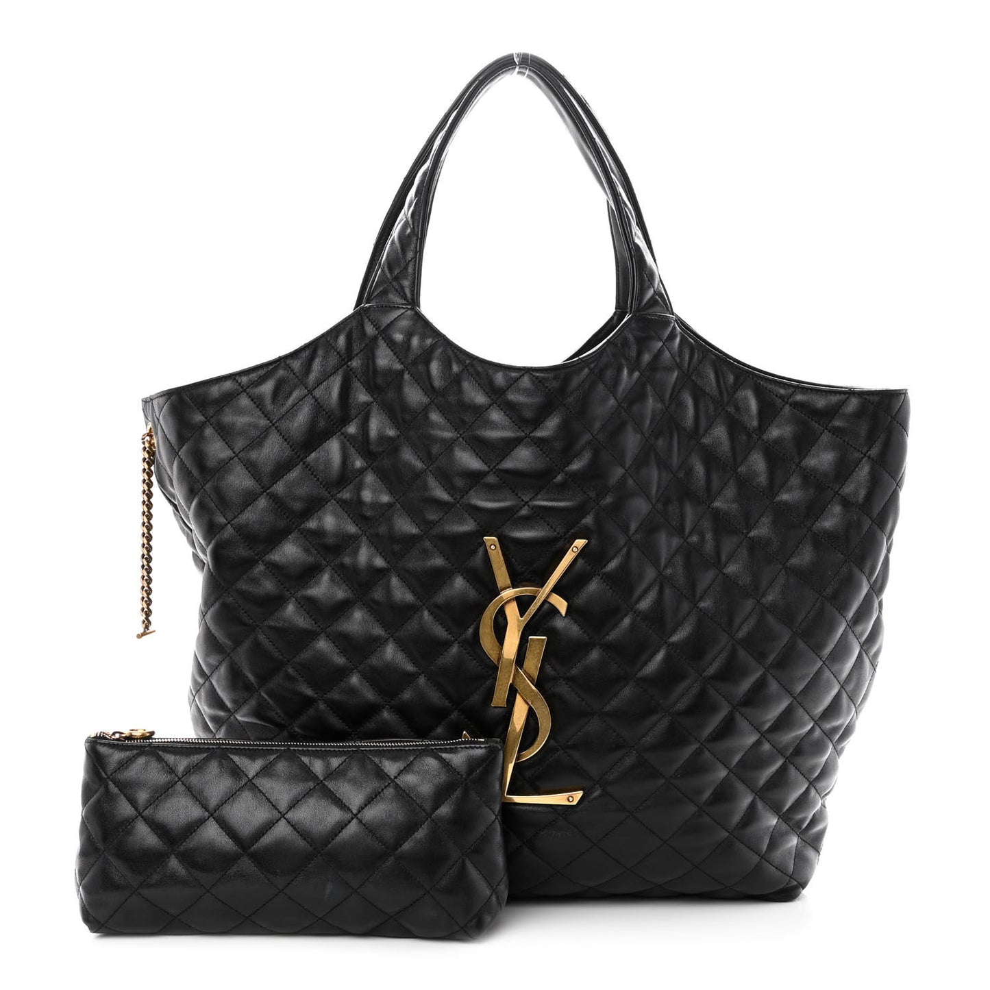 Lambskin Quilted Maxi Icare Shopping Tote Black
