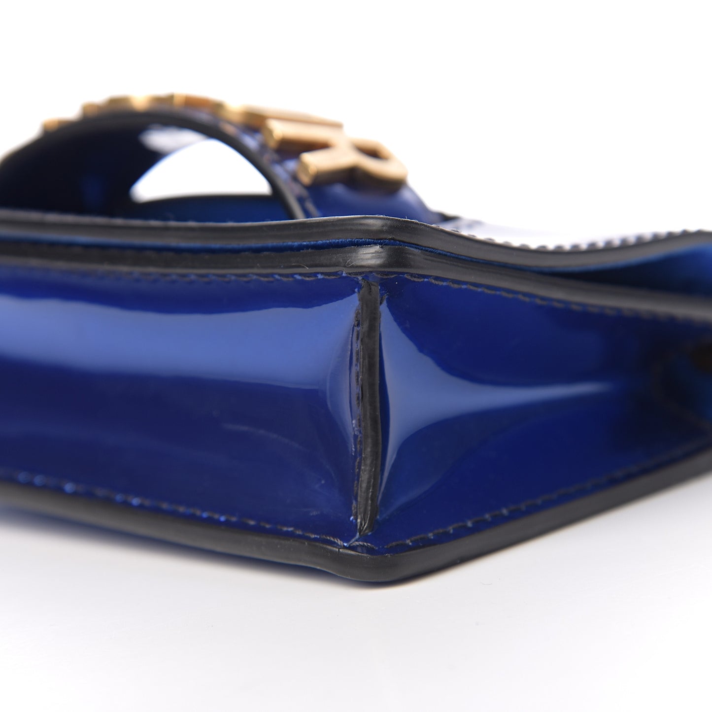 Metallic Calfskin J'Adior Mini Chain Flap Bag Blue