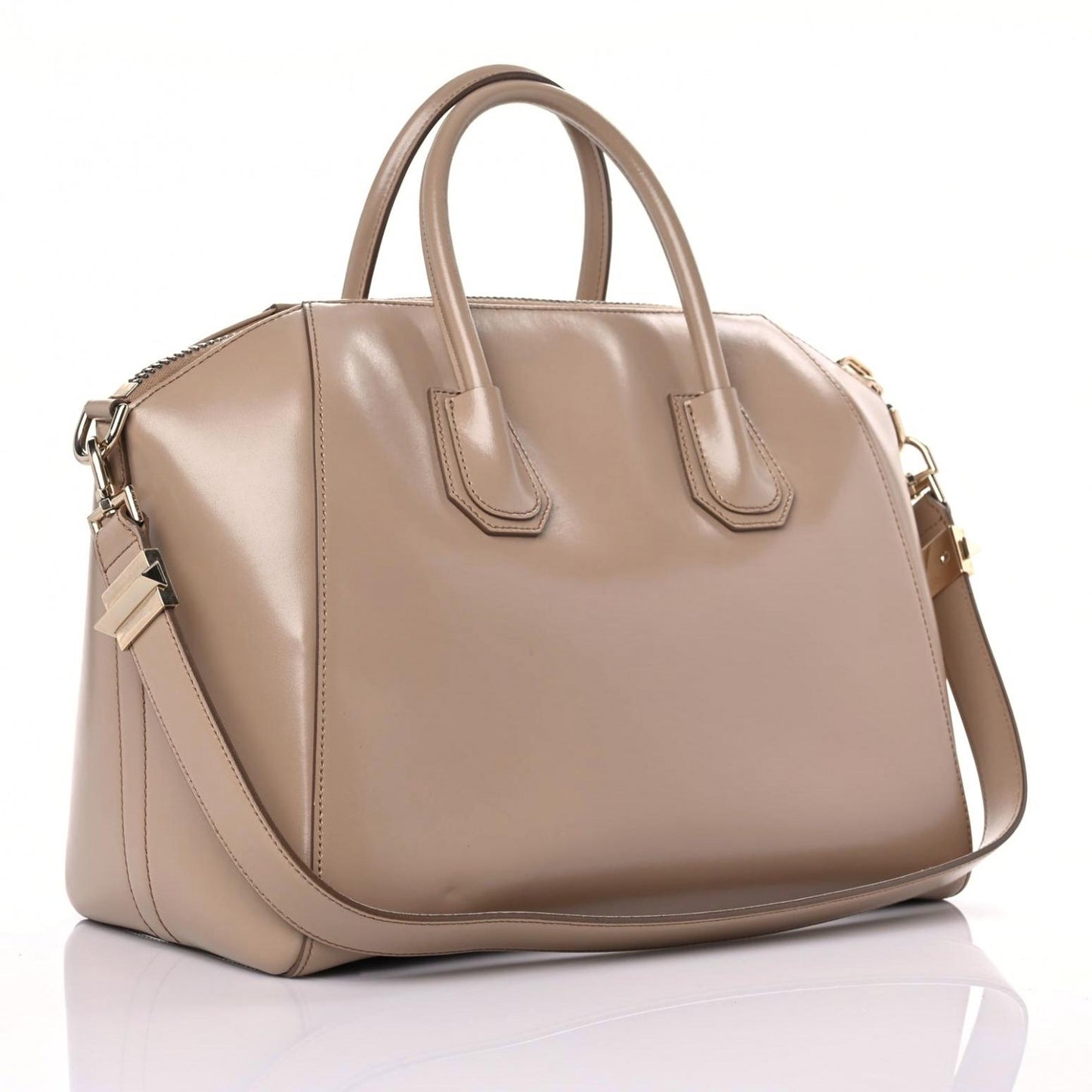 Shiny Lord Calfskin Medium Antigona Dark Beige