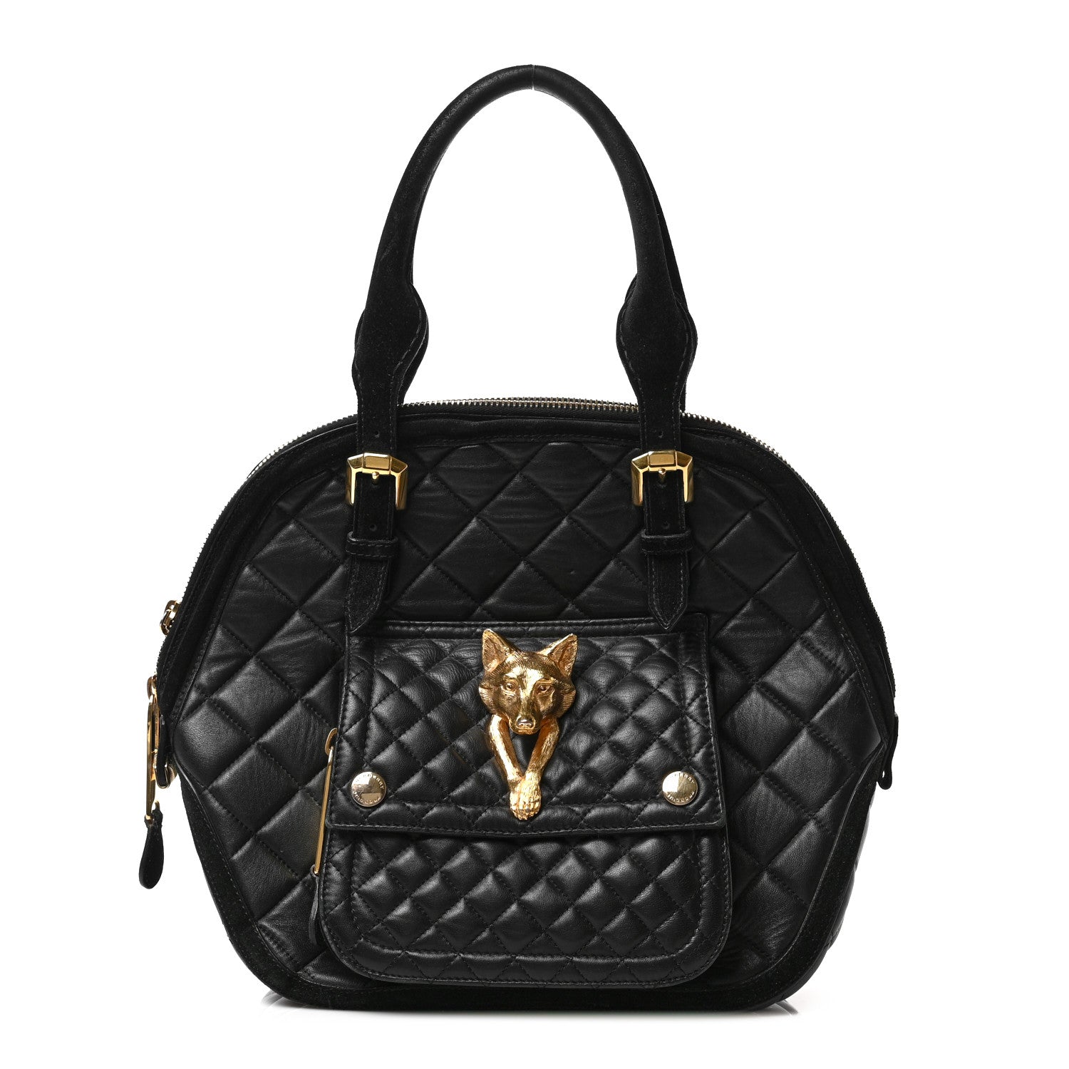 Burberry Prorsum Calfskin Quilted Country Animal Satchel Black 3 of 15