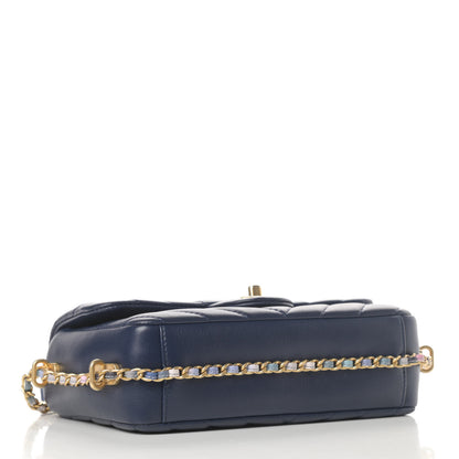 Chanel Lambskin Chevron Quilted Mini Chain Around Rectangular Flap Blue 4 of 10