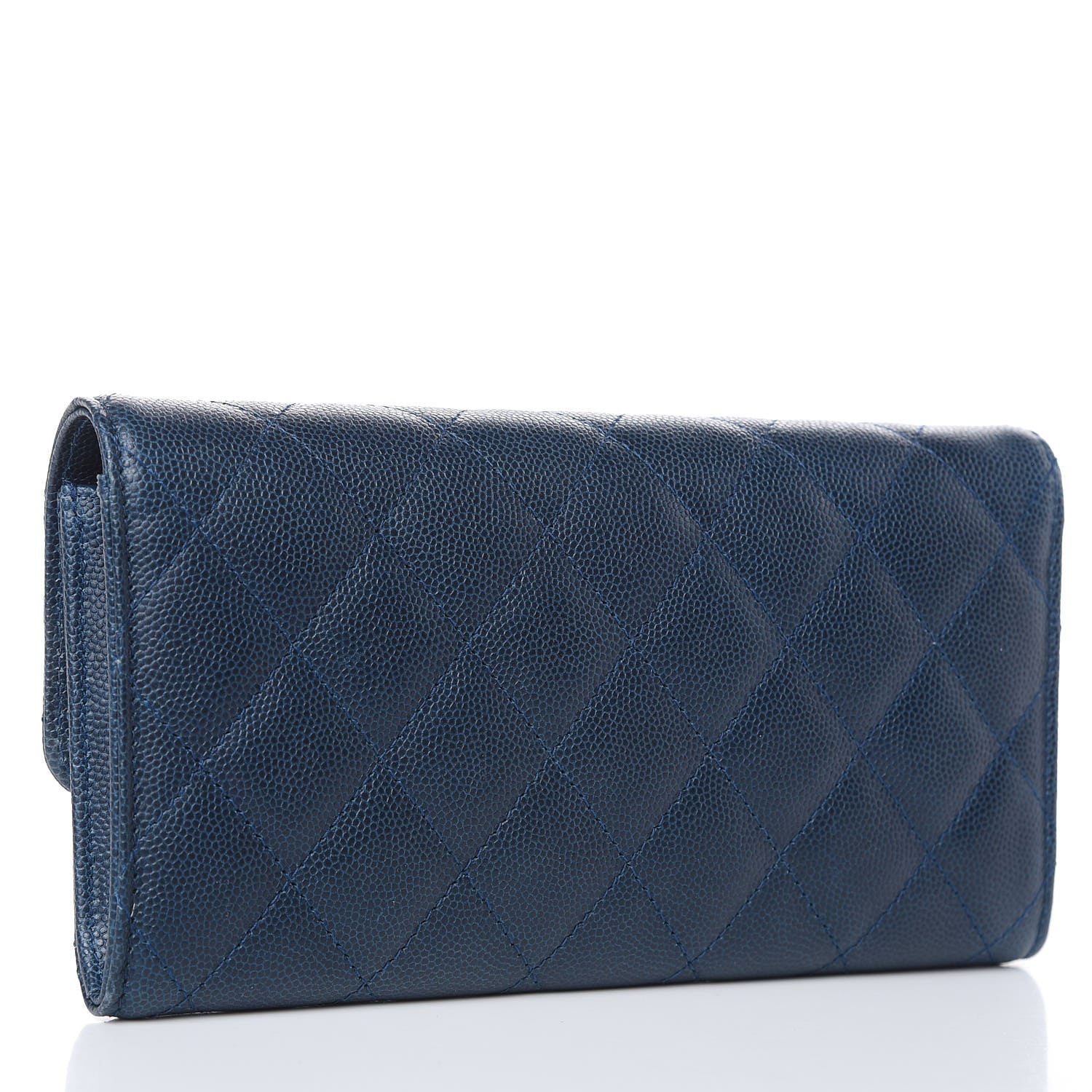 Chanel Caviar Quilted Large Gusset Flap Wallet Navy 3 of 14