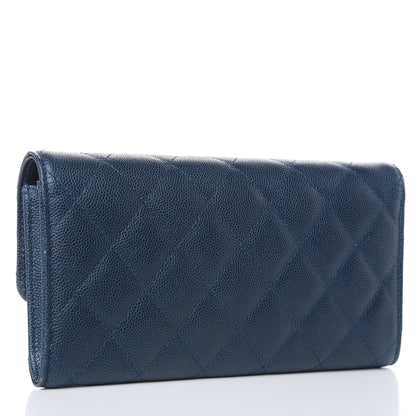 Chanel Caviar Quilted Large Gusset Flap Wallet Navy 3 of 14