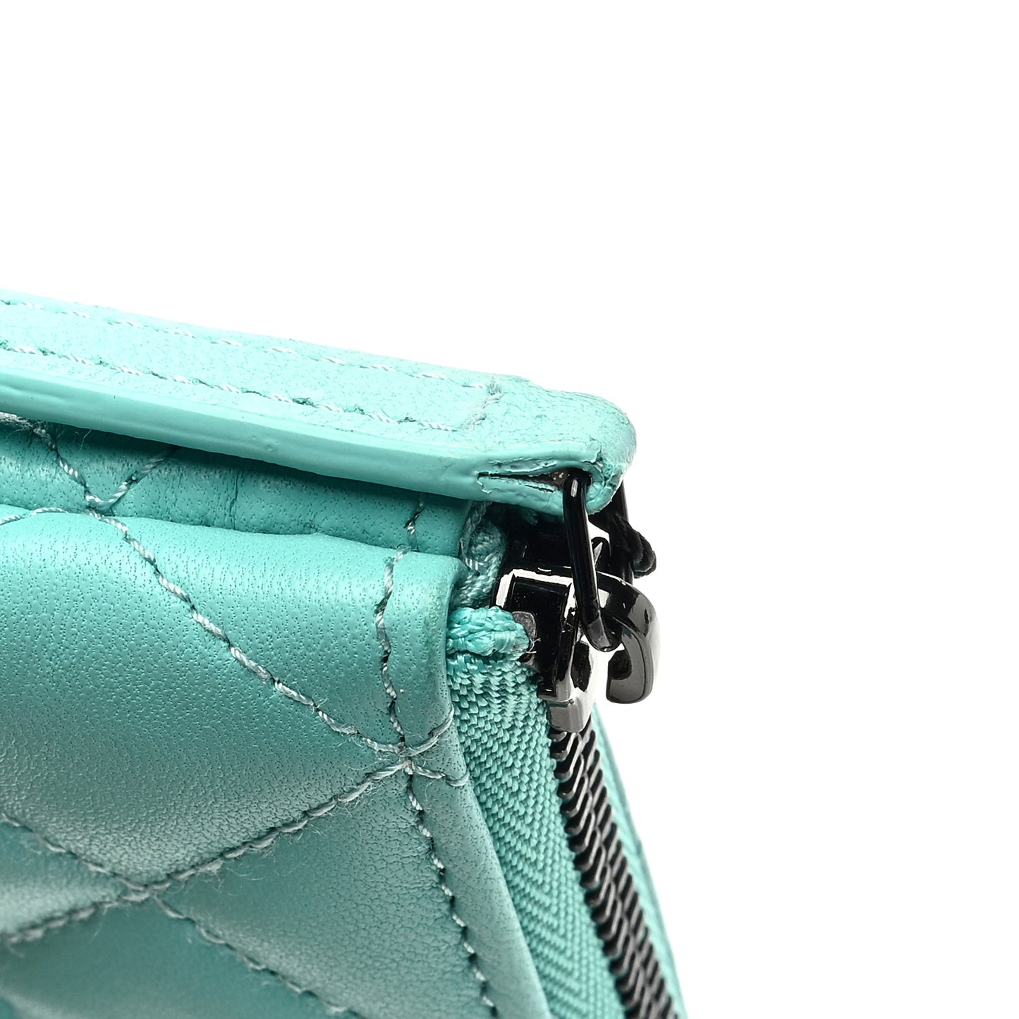 Lambskin Quilted Small Cosmetic Case Turquoise