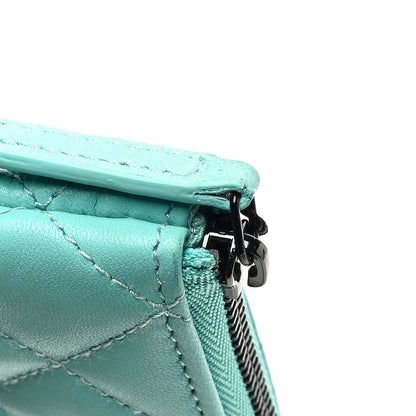 Chanel Lambskin Quilted Small Cosmetic Case Turquoise 8 of 12