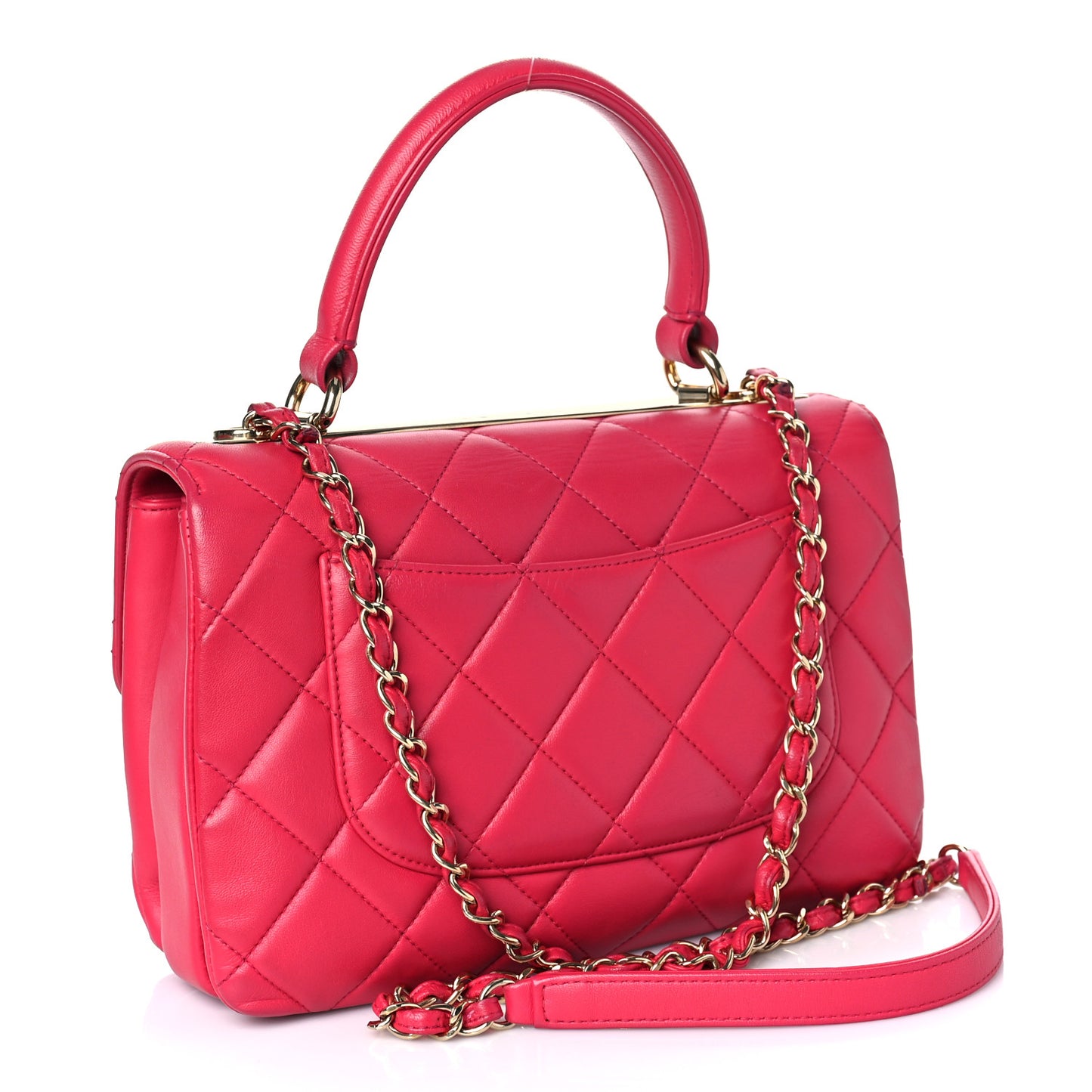Lambskin Quilted Small Trendy CC Flap Dual Handle Bag Pink