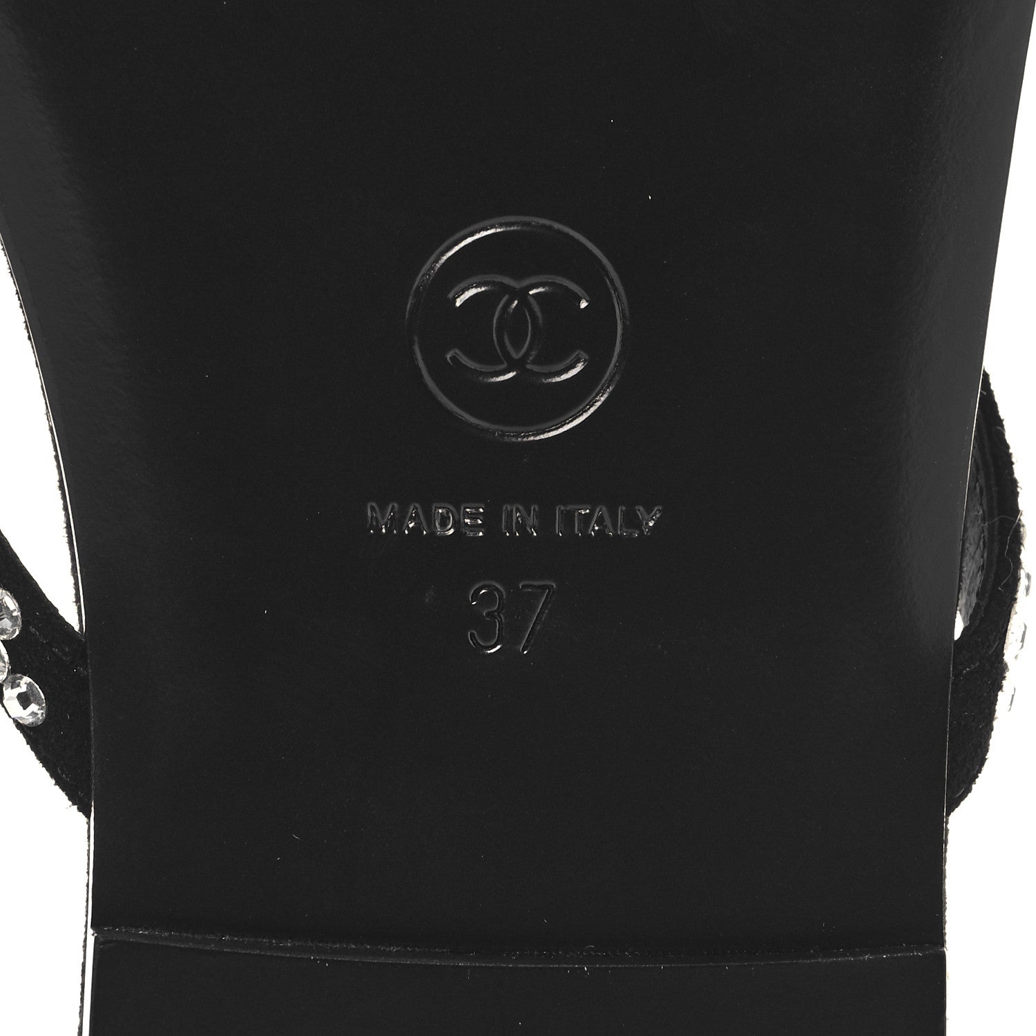 Chanel Suede Kidskin Strass CC Thong Sandals 37 Black 8 of 10