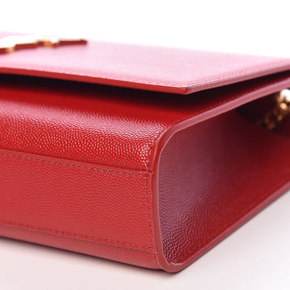 Saint Laurent Grain De Poudre Medium Monogram Kate Satchel Red 7 of 10