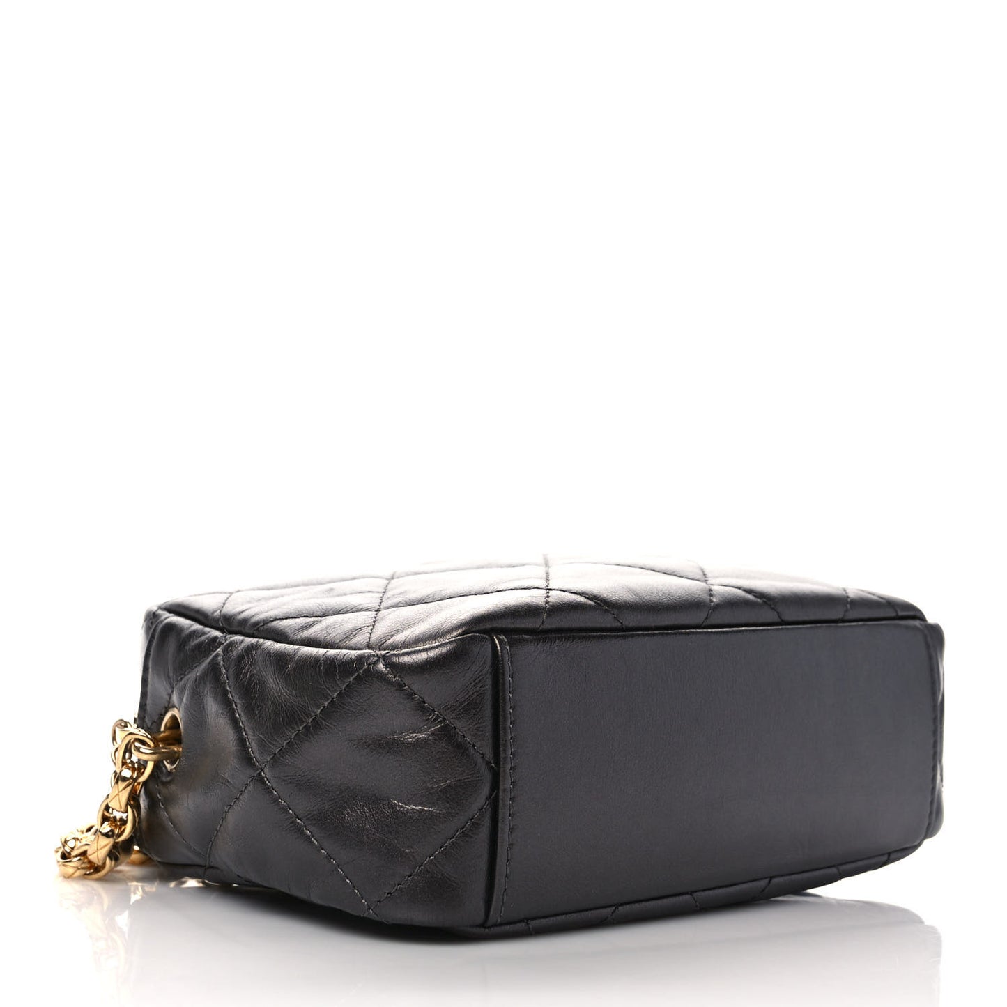 Metallic Calfskin Pearl Quilted CC Mini Camera Case Ruthenium