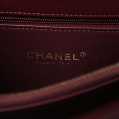 Chanel Caviar Quilted Small Coco Handle Flap Burgundy 6 of 11
