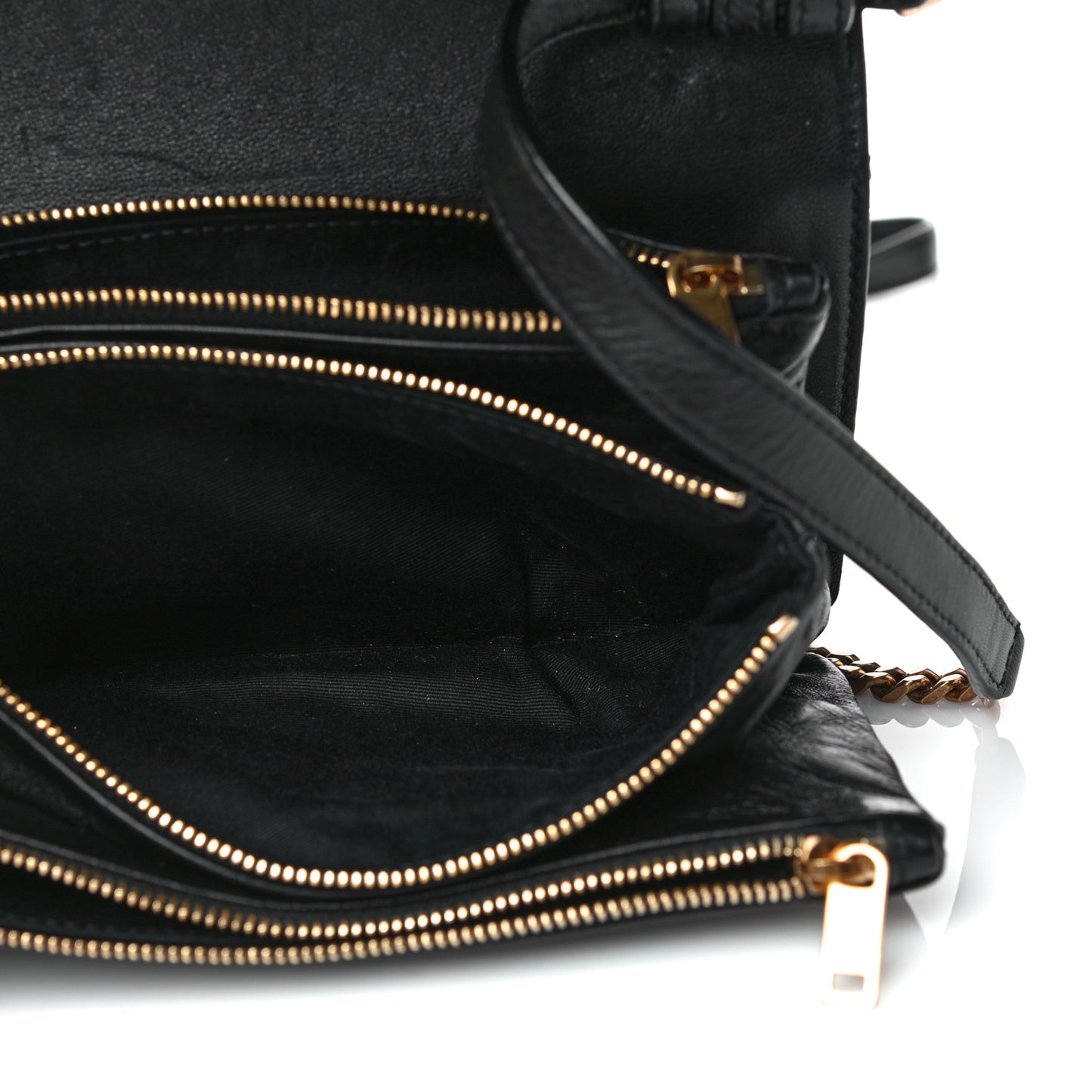 Lambskin Diamond Quilted Monogram Angie Chain Bag Black