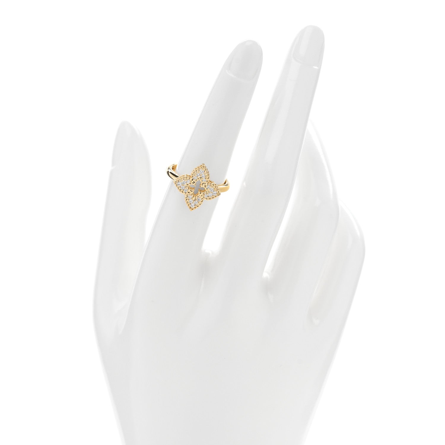 Roberto Coin 18K Yellow Gold Diamond Small Venetian Princess Flower Ring 53 6.25 2 of 4