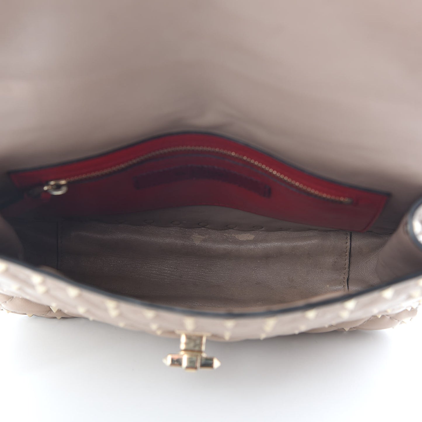 Lambskin Medium Rockstud Spike Shoulder Bag Poudre