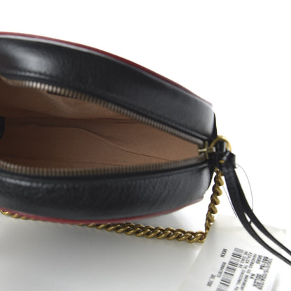 Gucci Azalea Calfskin Matelasse Diagonal Patchwork Mini Torchon GG Marmont Round Shoulder Bag Black Beige Romantic Cerise 5 of 10