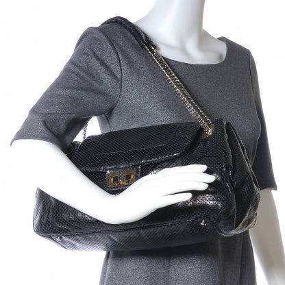 Chanel Metallic Calfskin Perforated Large Drill Accordion Flap Black 2 of 7