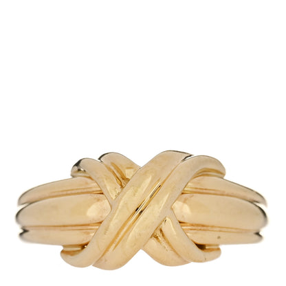 Tiffany 18K Yellow Gold Signature X Ring 50 5.25 1 of 4